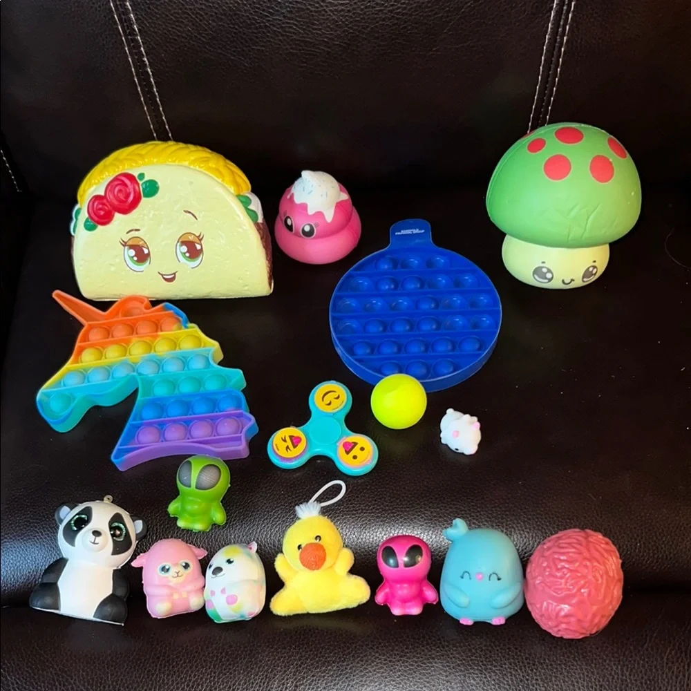 Bundle of squishies and Fidget and Animal Figures.